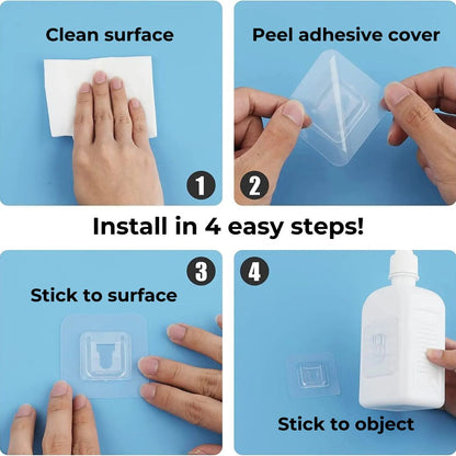 SlideLock Adhesive Wall Hooks - 10 Pack